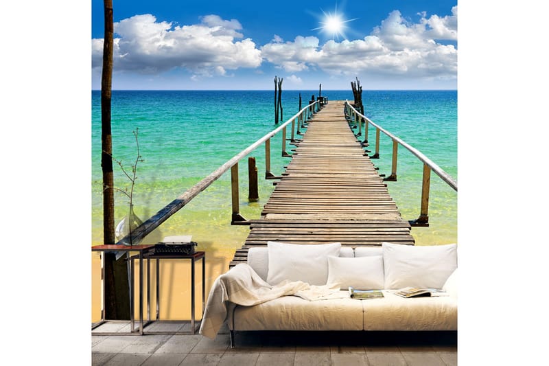 Fototapet Beach Sun Bridge 350x245 - Artgeist sp. z o. o. - Innredning - Veggdekorasjon - Tapeter - Fototapeter
