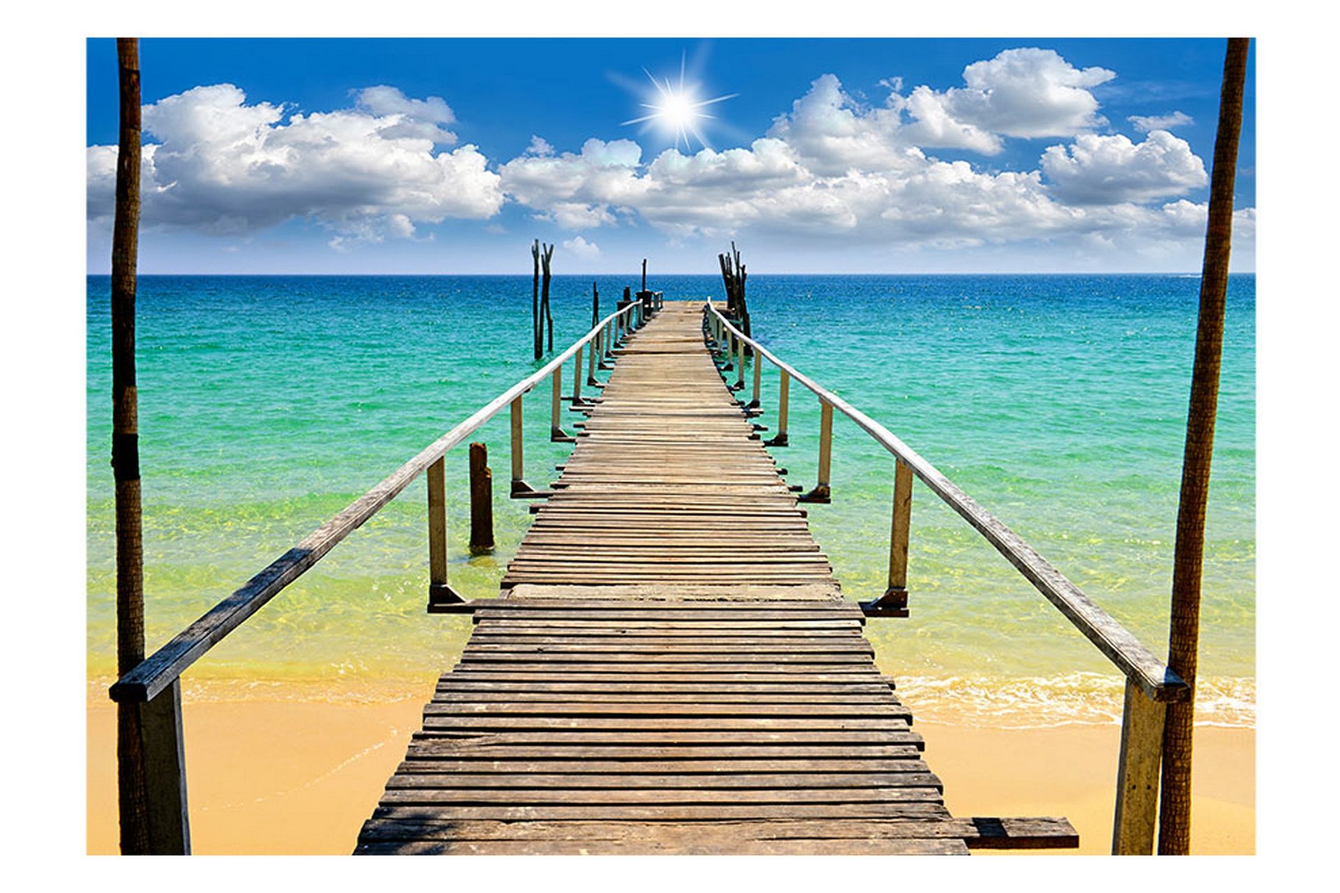 Fototapet Beach Sun Bridge 350x245 - Artgeist sp. z o. o. - Innredning - Veggdekorasjon - Tapeter - Fototapeter
