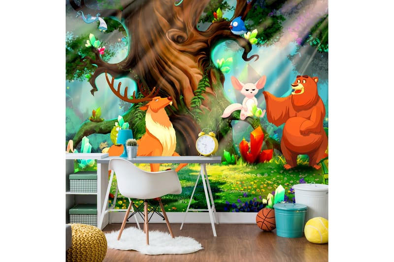 Fototapet Bear And Friends 200x140 - Innredning - Veggdekorasjon - Tapeter - Fototapeter