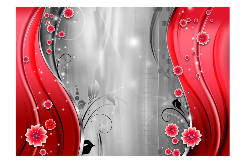 Fototapet Behind The Curtain Of Red 400x280 - Artgeist sp. z o. o. - Innredning - Veggdekorasjon - Tapeter - Fototapeter