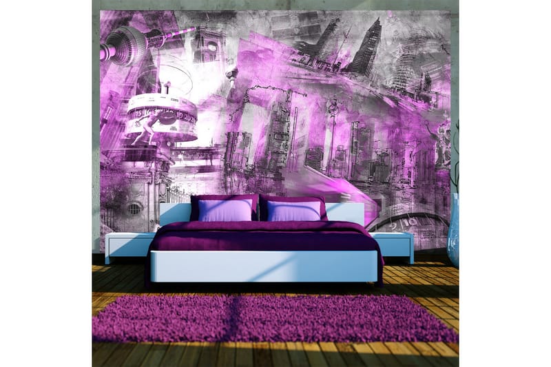 Fototapet Berlin Collage Fiolett 400x280 - Artgeist sp. z o. o. - Innredning - Veggdekorasjon - Tapeter - Fototapeter