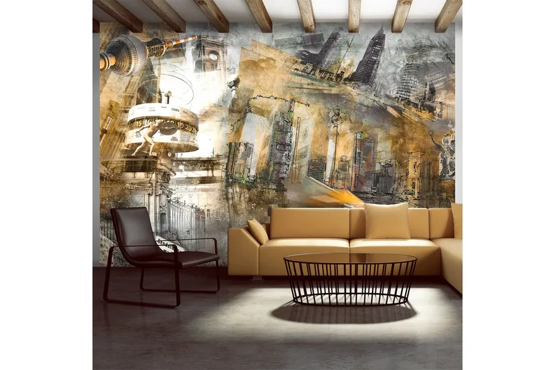 Fototapet Berlin Collage Oransje 350x245, Artgeist sp. z o. o.