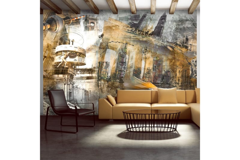 Fototapet Berlin Kollage Orange 250x175 - Artgeist sp. z o. o. - Innredning - Veggdekorasjon - Tapeter - Fototapeter