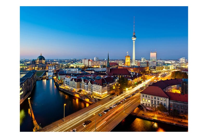 Fototapet Berlin View From Fischerinsel Night 200x154 - Artgeist sp. z o. o. - Innredning - Veggdekorasjon - Tapeter - Fototapeter