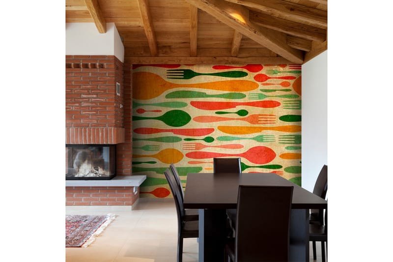 Fototapet Bestikk Oransje Og Grønt 350x270, Artgeist sp. z o. o.