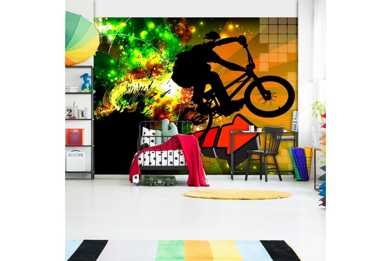 Fototapet Bicycle Tricks 350x245 - Artgeist sp. z o. o. - Innredning - Veggdekorasjon - Tapeter - Fototapeter