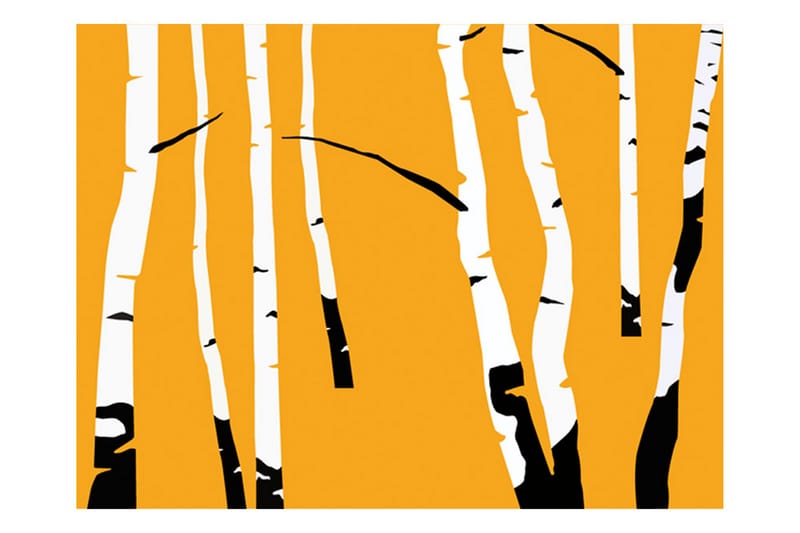 Fototapet Birches On The Orange Background 350x270 - Artgeist sp. z o. o. - Innredning - Veggdekorasjon - Tapeter - Fototapeter