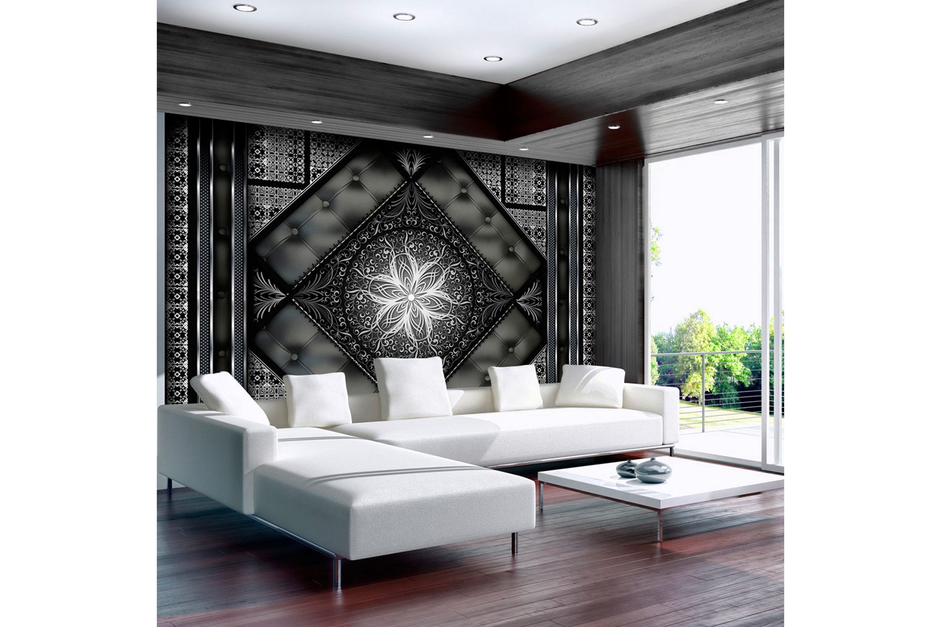 Fototapet Black Mosaic 400x280 - Artgeist sp. z o. o. - Innredning - Veggdekorasjon - Tapeter - Fototapeter