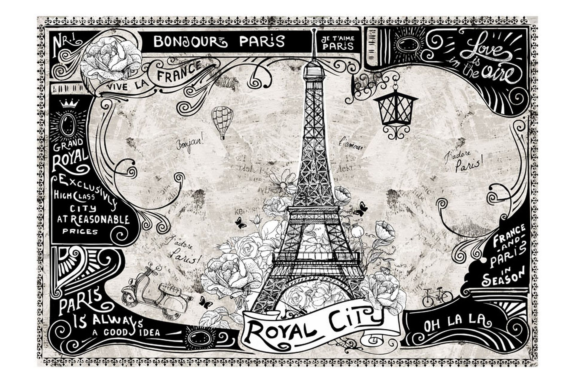 Fototapet Bonjour Paris 300x210 - Artgeist sp. z o. o. - Innredning - Veggdekorasjon - Tapeter - Fototapeter