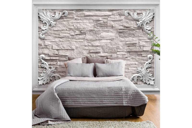 Fototapet Brick In The Frame Beige 150x105 - Finnes i flere størrelser - Innredning - Veggdekorasjon - Tapeter - Fototapeter