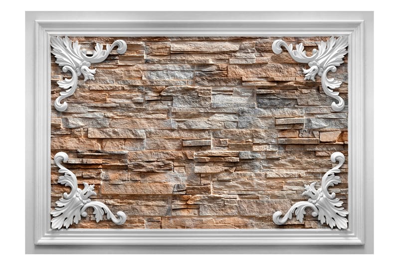 Fototapet Brick In The Frame Brown 100x70 - Innredning - Veggdekorasjon - Tapeter - Fototapeter