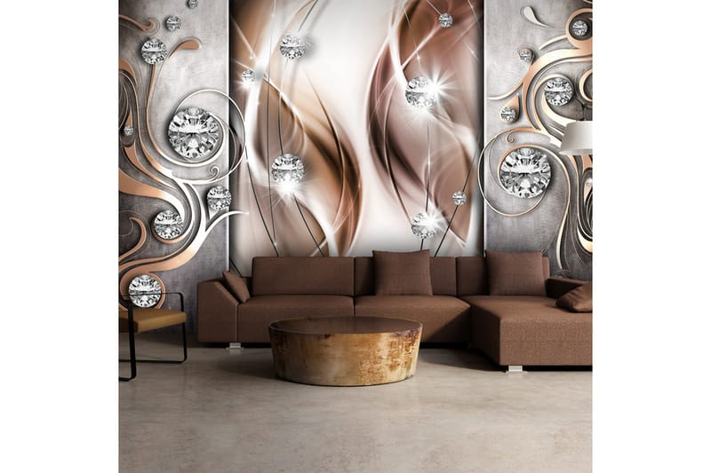 Fototapet Brown And Diamonds 150x105 - Artgeist sp. z o. o. - Innredning - Veggdekorasjon - Tapeter - Fototapeter