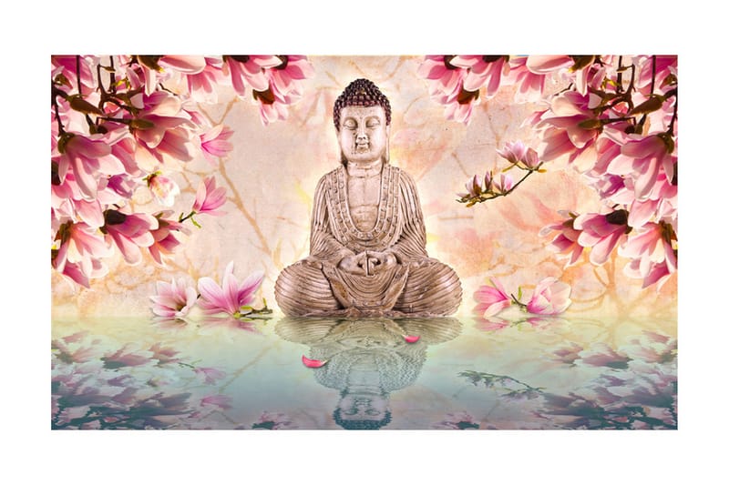 Fototapet Buddha And Magnolia 450x270 - Artgeist sp. z o. o. - Innredning - Veggdekorasjon - Tapeter - Fototapeter