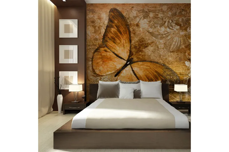 Fototapet Butterfly Sepia 200x154 - Artgeist sp. z o. o. - Innredning - Veggdekorasjon - Tapeter - Fototapeter