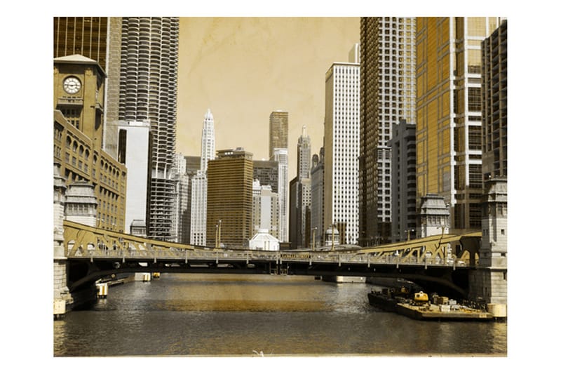 Fototapet Chicagos Brygge Vintageeffekt 300x231 - Artgeist sp. z o. o. - Innredning - Veggdekorasjon - Tapeter - Fototapeter