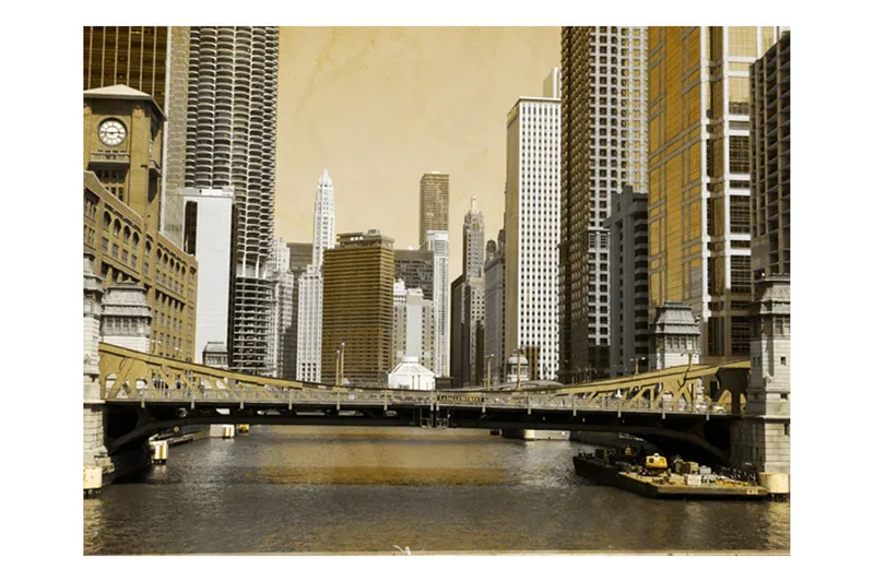 Fototapet Chicagos Brygge Vintageeffekt 300x231 - Artgeist sp. z o. o. - Innredning - Veggdekorasjon - Tapeter - Fototapeter