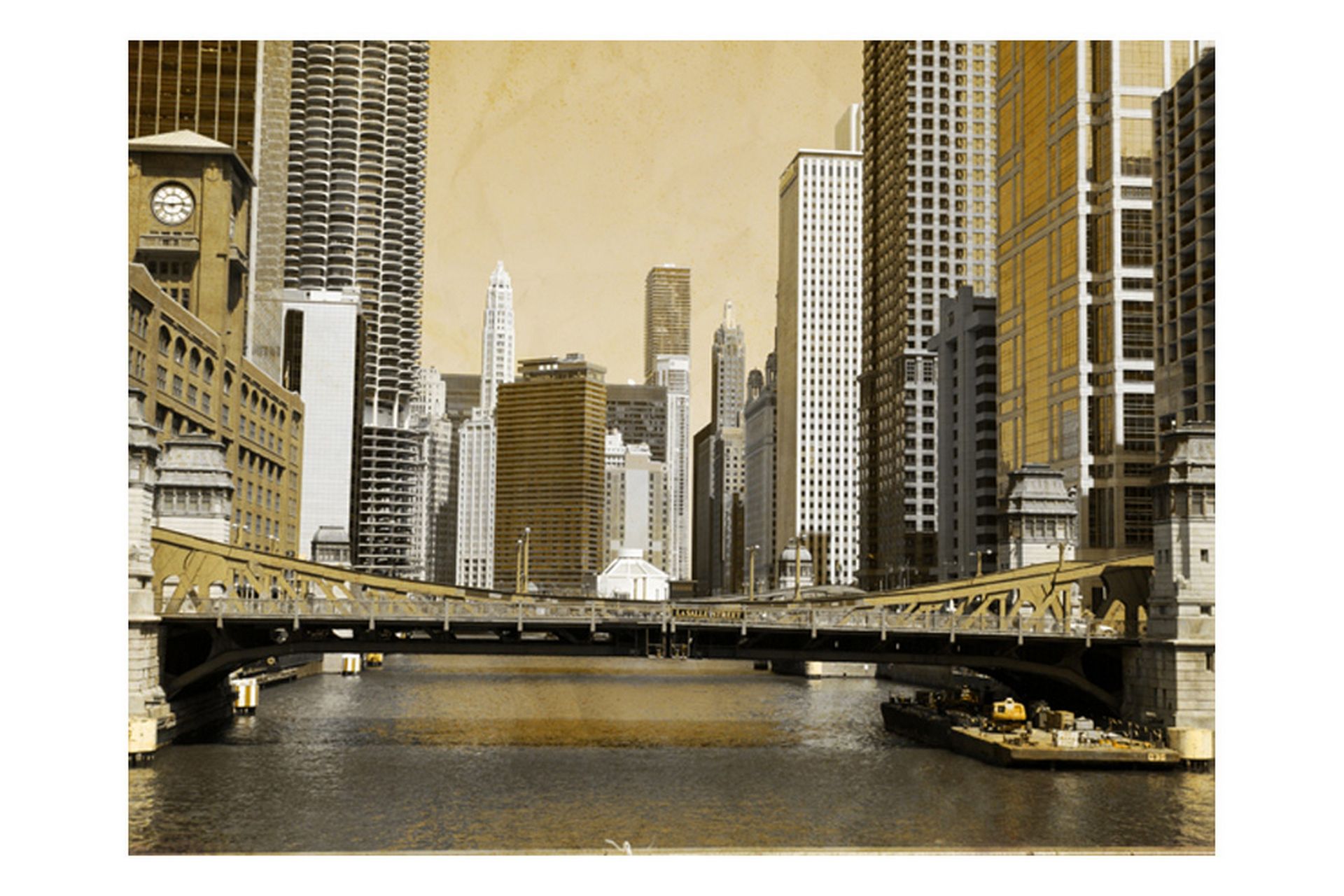 Fototapet Chicagos Brygge Vintageeffekt 400x309 - Artgeist sp. z o. o. - Innredning - Veggdekorasjon - Tapeter - Fototapeter