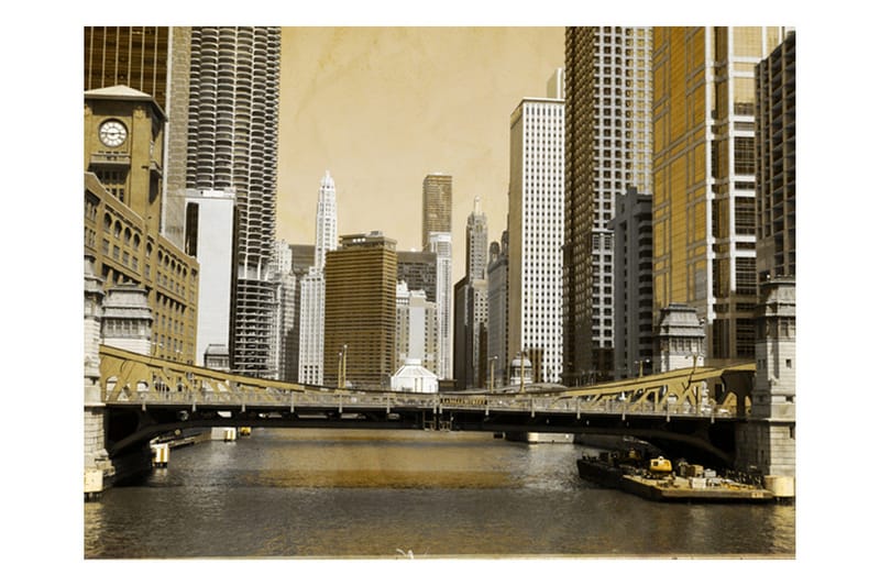 Fototapet Chicagos Brygge Vintageeffekt 400x309, Artgeist sp. z o. o.