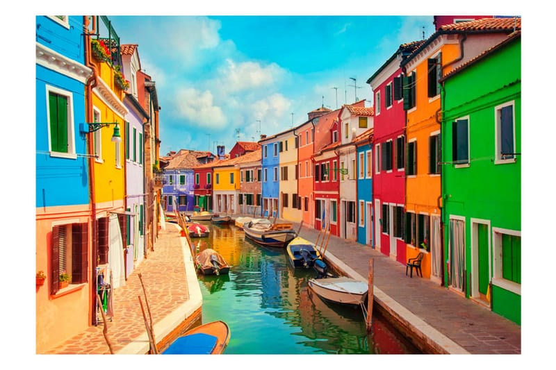 Fototapet Colorful Canal In Burano 350x245 - Artgeist sp. z o. o. - Innredning - Veggdekorasjon - Tapeter - Fototapeter