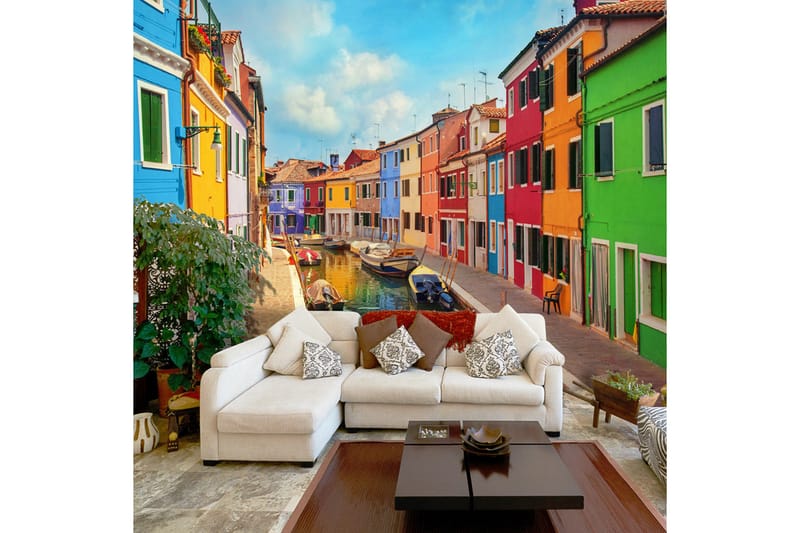 Fototapet Colorful Canal In Burano 350x245 - Artgeist sp. z o. o. - Innredning - Veggdekorasjon - Tapeter - Fototapeter