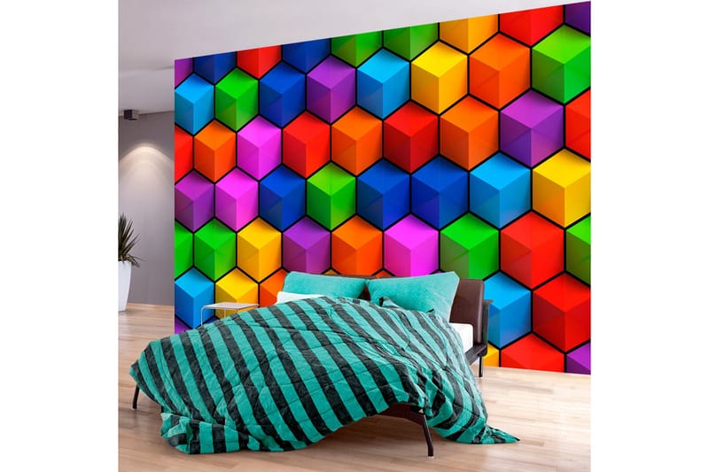 Fototapet Colorful Geometric Boxes 400x280 - Artgeist sp. z o. o. - Innredning - Veggdekorasjon - Tapeter - Fototapeter
