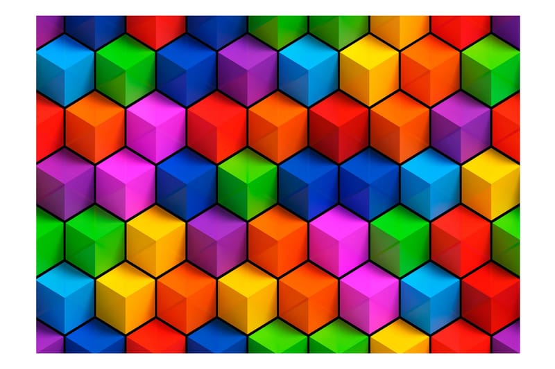 Fototapet Colorful Geometric Boxes 400x280 - Artgeist sp. z o. o. - Innredning - Veggdekorasjon - Tapeter - Fototapeter