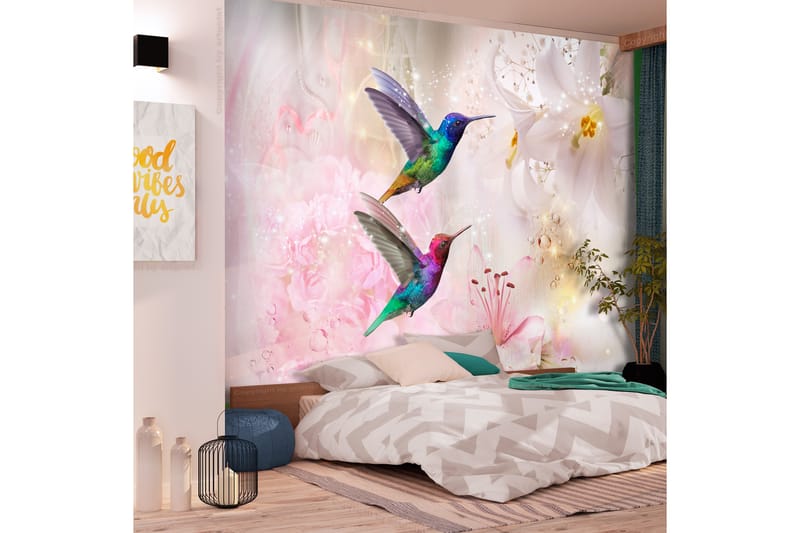 Fototapet Colourful Hummingbirds Pink 100x70 - Innredning - Veggdekorasjon - Tapeter - Fototapeter