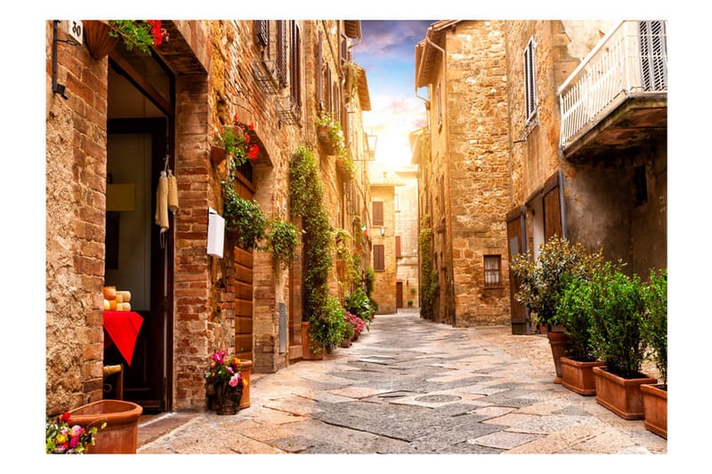Fototapet Colourful Street In Tuscany 200x140 - Artgeist sp. z o. o. - Innredning - Veggdekorasjon - Tapeter - Fototapeter