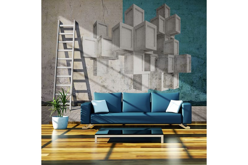 Fototapet Concrete Blocks 200x154 - Artgeist sp. z o. o. - Innredning - Veggdekorasjon - Tapeter - Fototapeter