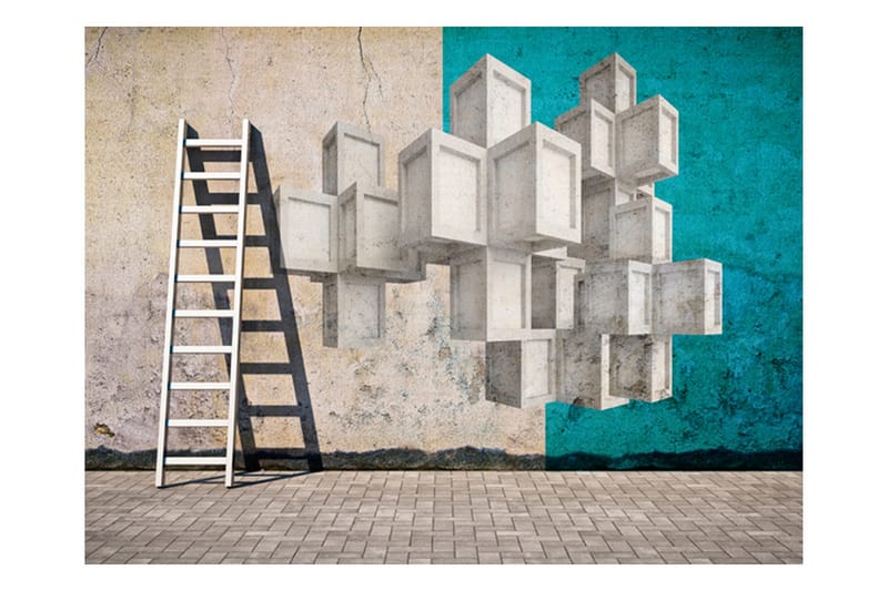 Fototapet Concrete Blocks 300x231 - Artgeist sp. z o. o. - Innredning - Veggdekorasjon - Tapeter - Fototapeter