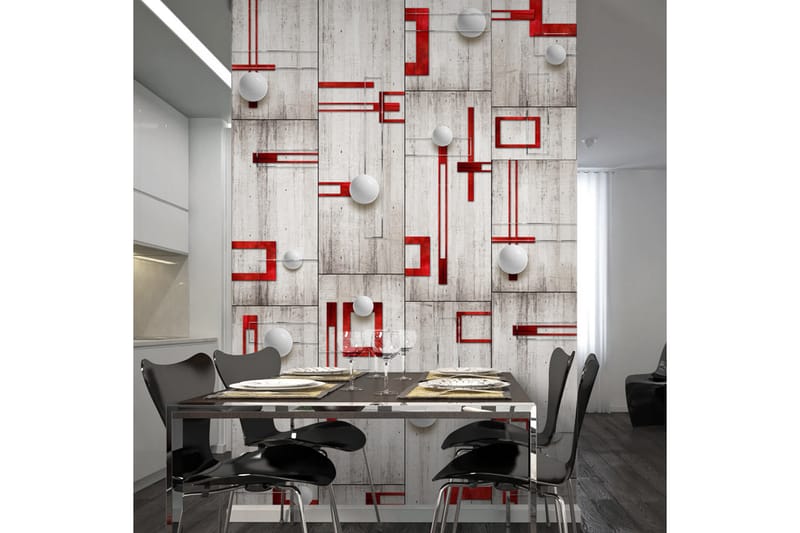 Fototapet Concrete Red Frames And White Knobs 50x1000 - Artgeist sp. z o. o. - Innredning - Veggdekorasjon - Tapeter - Fototapeter