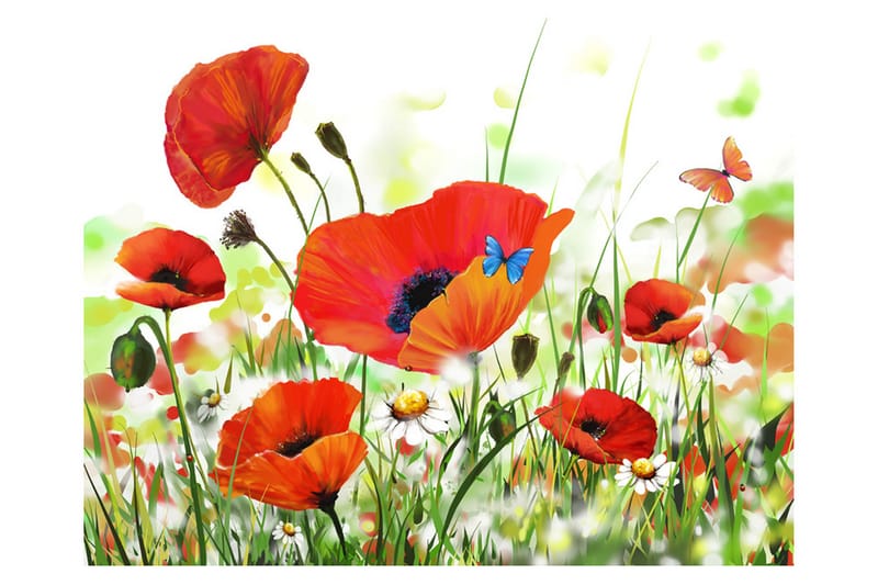 Fototapet Country Poppies 300x231 - Artgeist sp. z o. o. - Innredning - Veggdekorasjon - Tapeter - Fototapeter