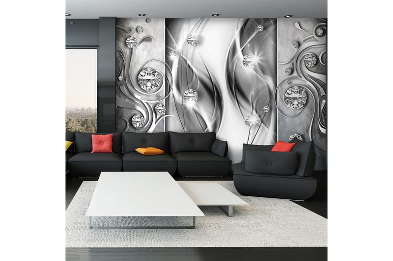 Fototapet Diamanter In Silver 250x175 - Artgeist sp. z o. o. - Innredning - Veggdekorasjon - Tapeter - Fototapeter