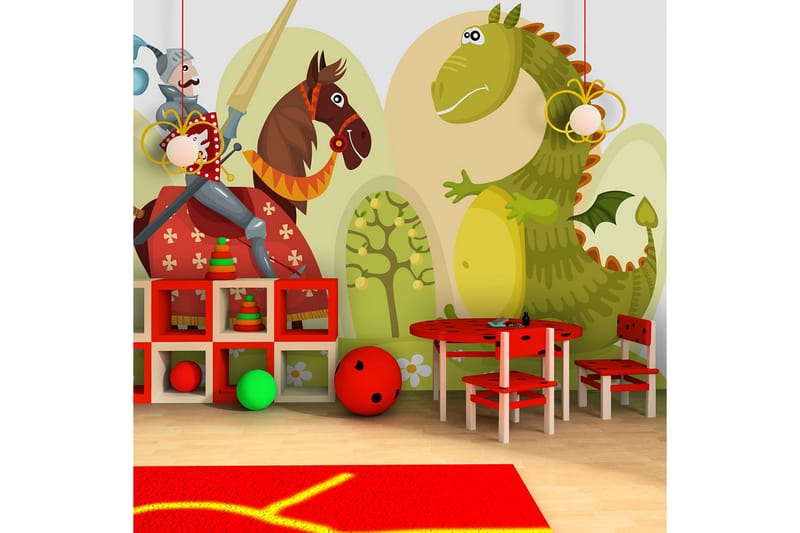 Fototapet Dragon And Knight 200x154 - Artgeist sp. z o. o. - Innredning - Veggdekorasjon - Tapeter - Fototapeter