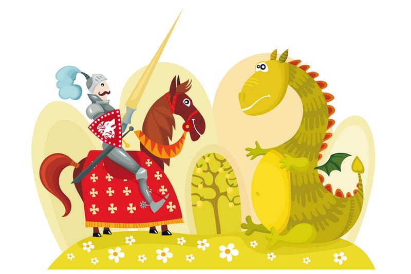 Fototapet Dragon And Knight 200x154, Artgeist sp. z o. o.