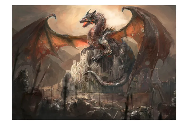Fototapet Dragon Castle 150x105 - Finnes i flere størrelser - Innredning - Veggdekorasjon - Tapeter - Fototapeter