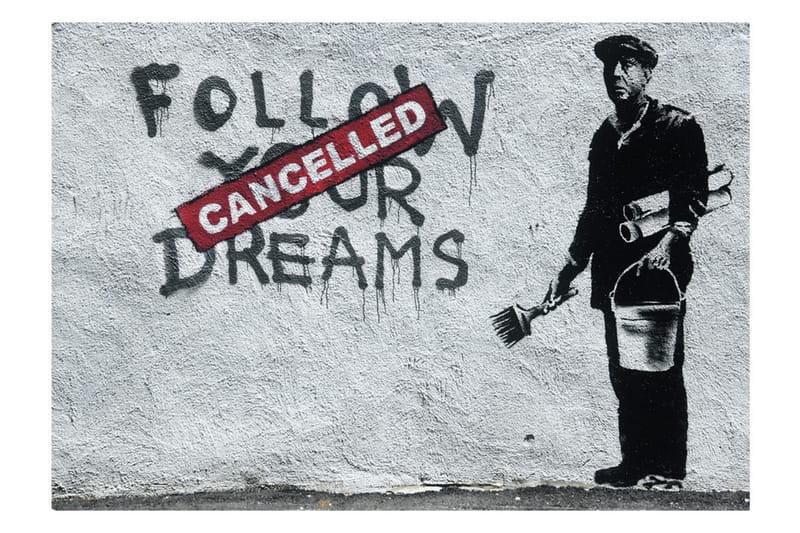 Fototapet Dreams Canceled Banksy 150x105 - Artgeist sp. z o. o. - Innredning - Veggdekorasjon - Tapeter - Fototapeter