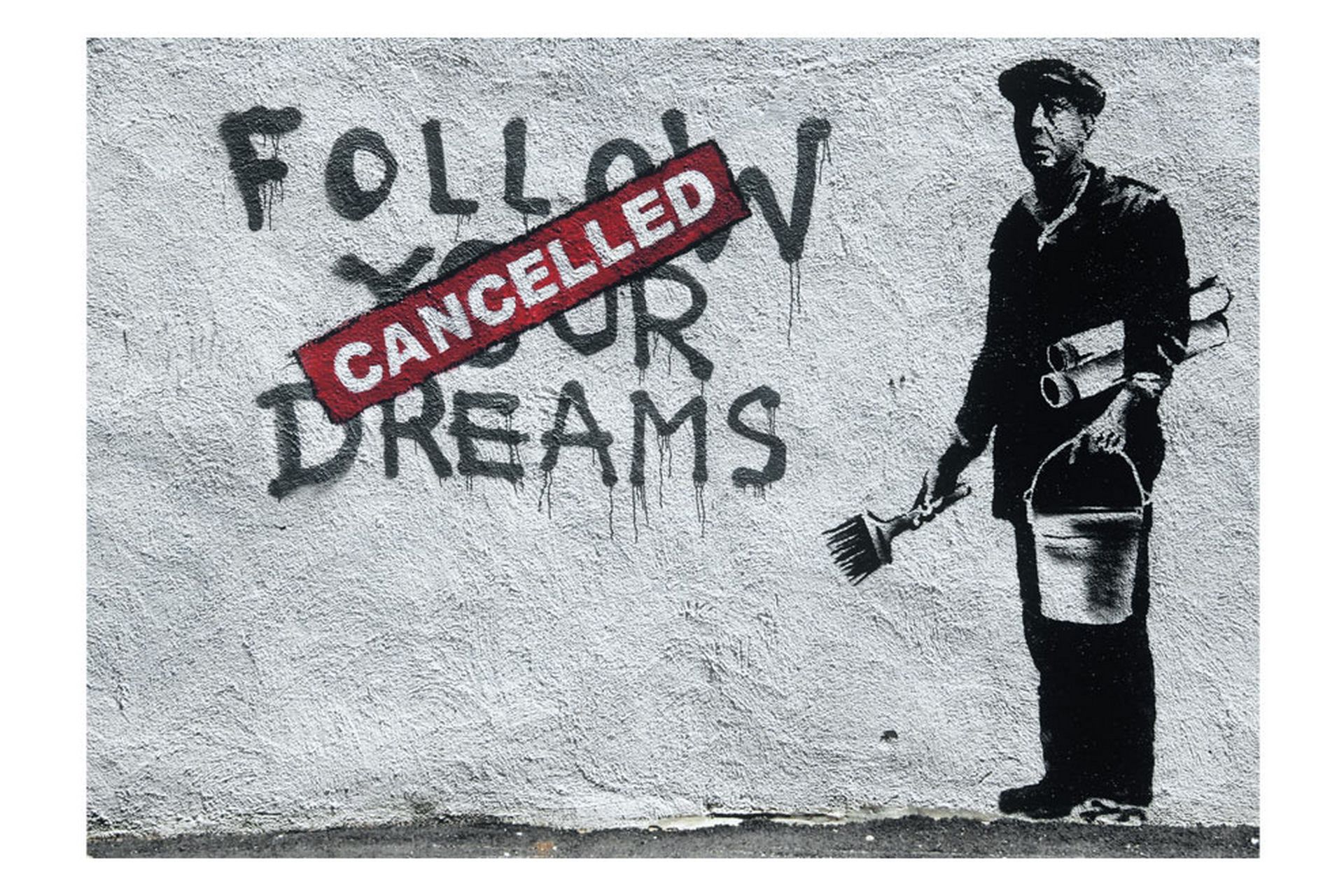 Fototapet Dreams Cancelled Banksy 300x210 - Artgeist sp. z o. o. - Innredning - Veggdekorasjon - Tapeter - Fototapeter