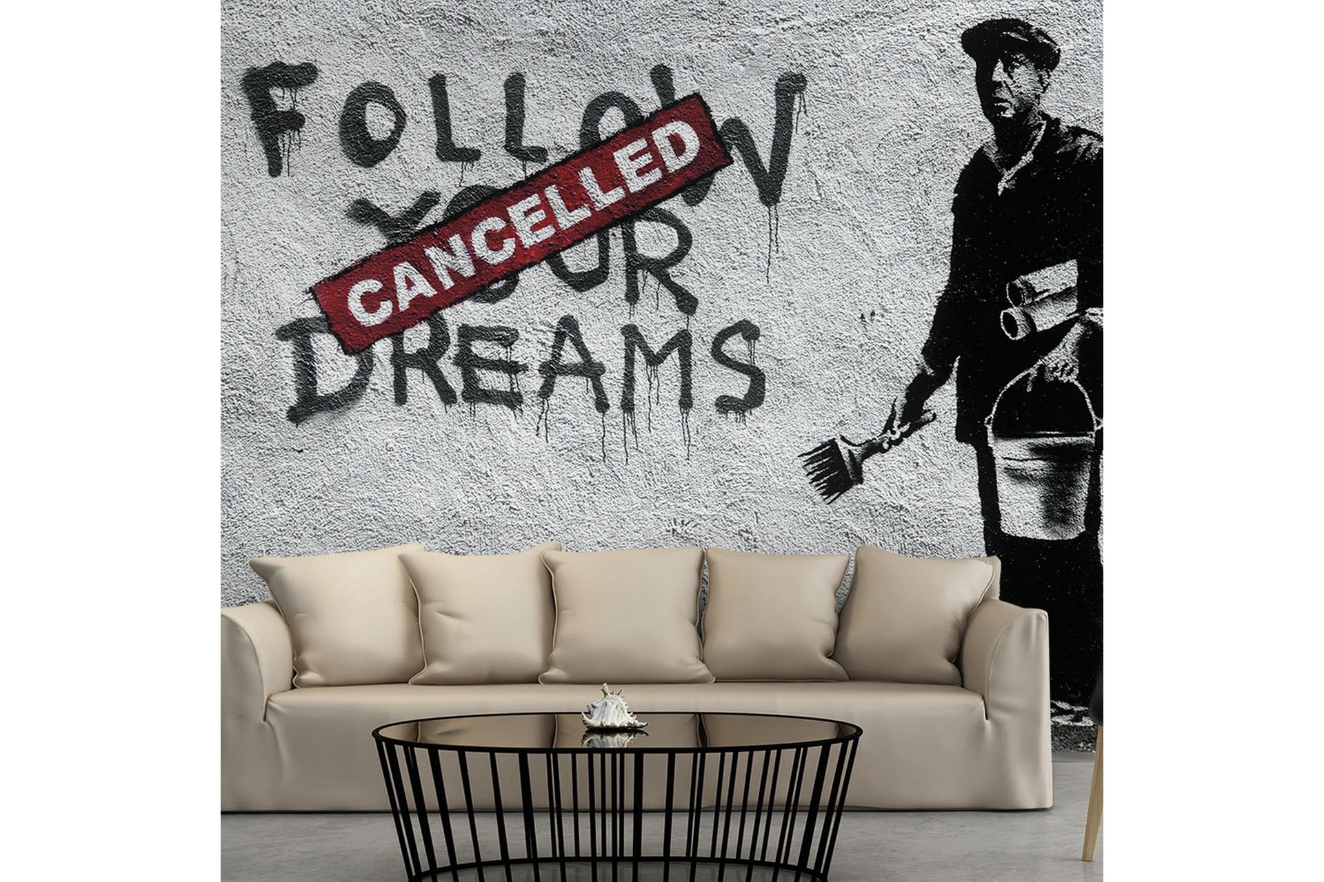 Fototapet Dreams Cancelled Banksy 300x210 - Artgeist sp. z o. o. - Innredning - Veggdekorasjon - Tapeter - Fototapeter