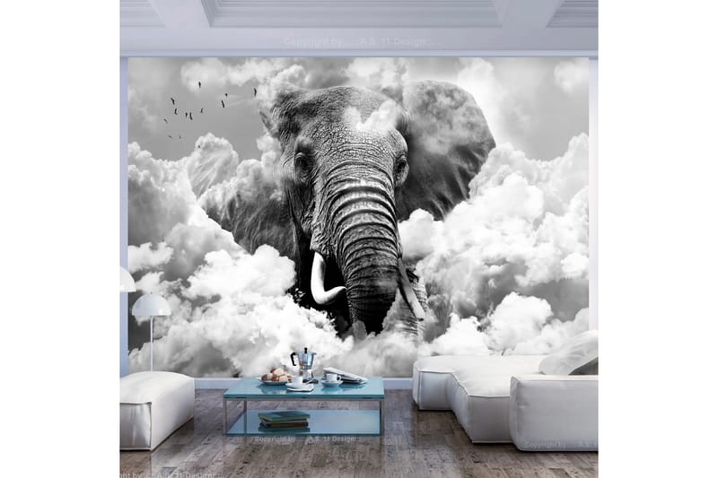 Fototapet Elephant In The Clouds Black And White 150x105 - Artgeist sp. z o. o. - Fototapeter