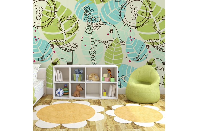 Fototapet Elephants For Kids 200x154 - Artgeist sp. z o. o. - Innredning - Veggdekorasjon - Tapeter - Fototapeter