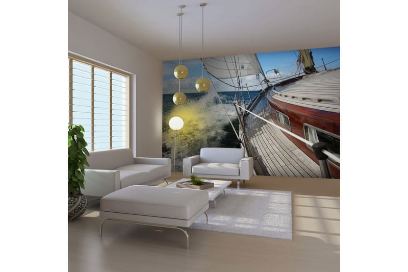 Fototapet En Båt I Havet 300x231 - Artgeist sp. z o. o. - Innredning - Veggdekorasjon - Tapeter - Fototapeter