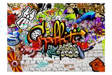 Fototapet Fargerik Graffiti 250x175 - Innredning - Veggdekorasjon - Tapeter - Fototapeter