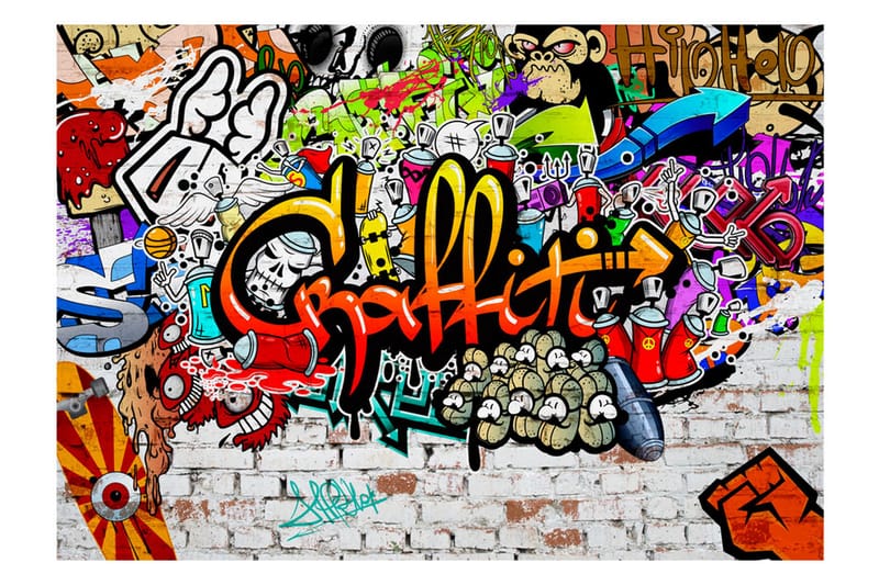 Fototapet Fargerik Graffiti 250x175 - Innredning - Veggdekorasjon - Tapeter - Fototapeter