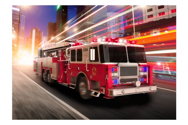Fototapet Fire Truck 350x245 - Artgeist sp. z o. o. - Innredning - Veggdekorasjon - Tapeter - Fototapeter