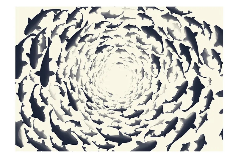 Fototapet Fish Swirl 100x70 - Finnes i flere størrelser - Innredning - Veggdekorasjon - Tapeter - Fototapeter