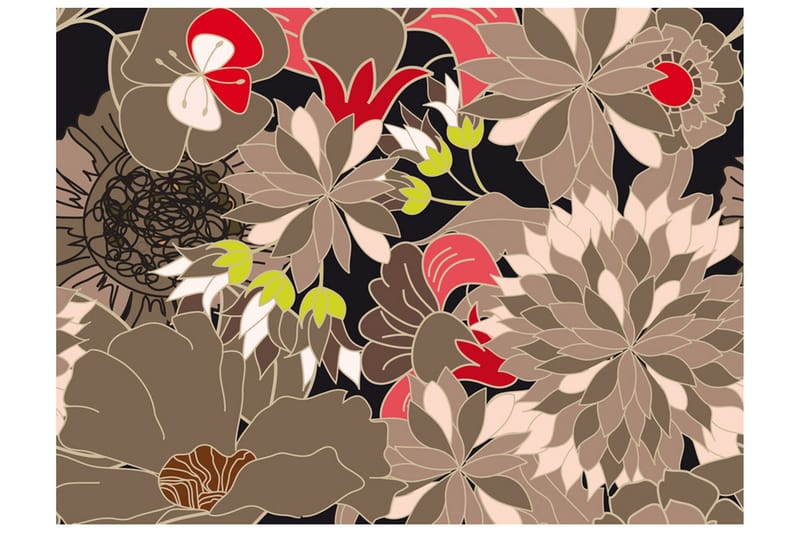Fototapet Floral Design Gray 200x154, Artgeist sp. z o. o.