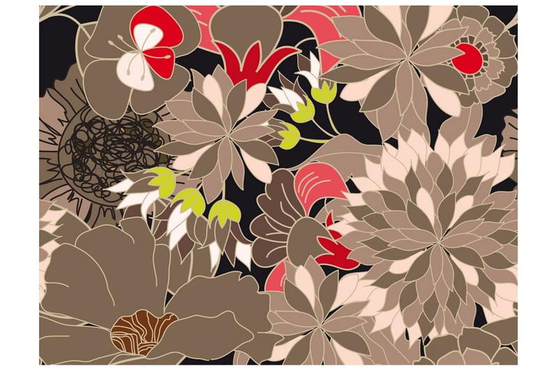Fototapet Floral Design Gray 350x270 - Artgeist sp. z o. o. - Innredning - Veggdekorasjon - Tapeter - Fototapeter