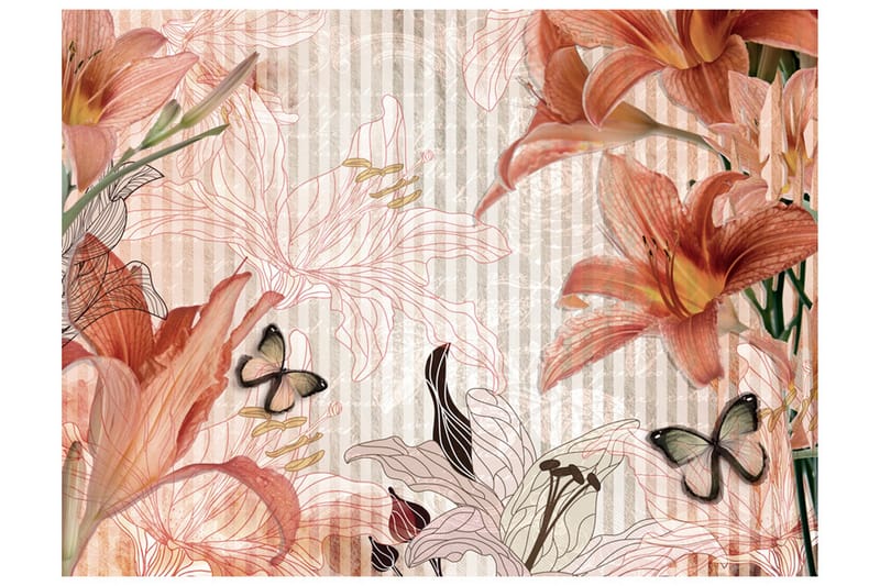 Fototapet Flowers And Butterflies 250x193, Artgeist sp. z o. o.