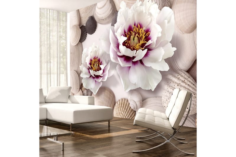 Fototapet Flowers And Shells 300x210 - Artgeist sp. z o. o. - Innredning - Veggdekorasjon - Tapeter - Fototapeter